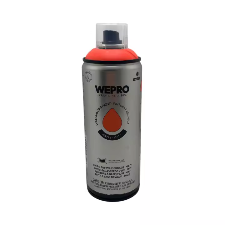 MTN WEPRO ROJO FLUOR 400ml - base agua, alta opacidad, muy duradero, bajo olor, gran adherencia, secado rápido, multisuperficie, para interior y exterior - 1