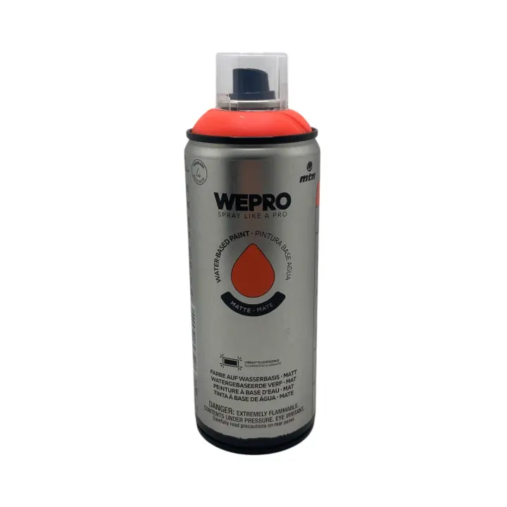 MTN WEPRO ROJO FLUOR 400ml - base agua, alta opacidad, muy duradero, bajo olor, gran adherencia, secado rápido, multisuperficie, para interior y exterior - 1