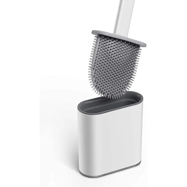 Aitsite-Escobilla de Baño de 1 piezas, Escobilla de Inodoro y soporte de silicona con mango Largo de plástico antideslizante - 1