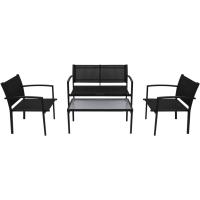 vidaXL Set de muebles de jardín 4 piezas textilene negro - details 1