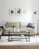 Mesa de centro de vidrio templado con almacenamiento, marco de acero, ideal para salón - details 10