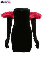 Vestido De Veludo Sin Espalda Para Mujer Con Guantes Nublados Bodycon Elástico Romántico Francesa Para Fiesta De Cumpleaños Vacaciones Streetwear - details 13