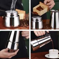 BIT Cafetera Italiana en acero inoxidable  para espresso 2/4/6/9 TAZAS Compatible con gas, vitrocerámica y estufa eléctrica. Uso doméstico y oficina. Cafetera Moka - details 2