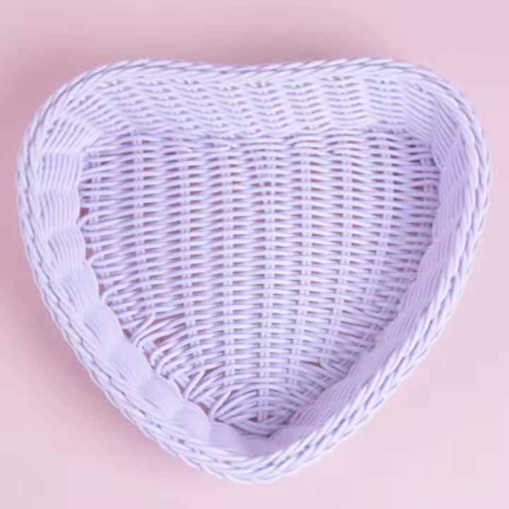 Cesta De Corazón En Forma De Amor Para Decoración Y Almacenamiento De Hogar Color Sólido Caja De Fotos Tamaño Grande Con Asa Estilo Nórdico - 1