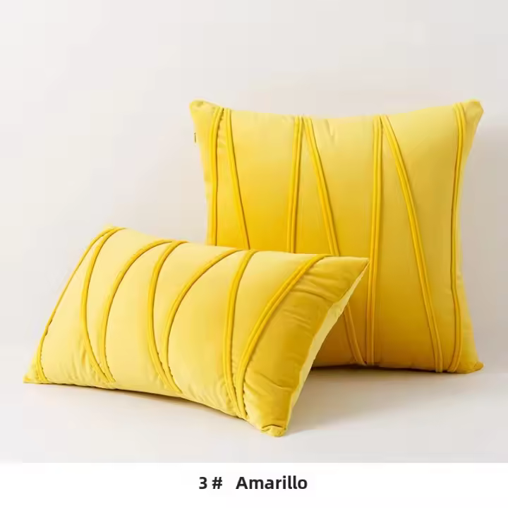 Cubierta De Cojín De Veludo Con Rayas 30x50cm 45x45cm 50x50cm Estilo Boho Farmhouse Amarillo Moderno Cuadrado Suave Para Cama - 1