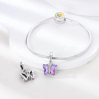 Encanto De Mariposa Morada Y Oso Serie Lindo Bolas De Plata De Ley 925 Para Pulsera Original De 3mm Joyería Para Mujer Regalo - details 13