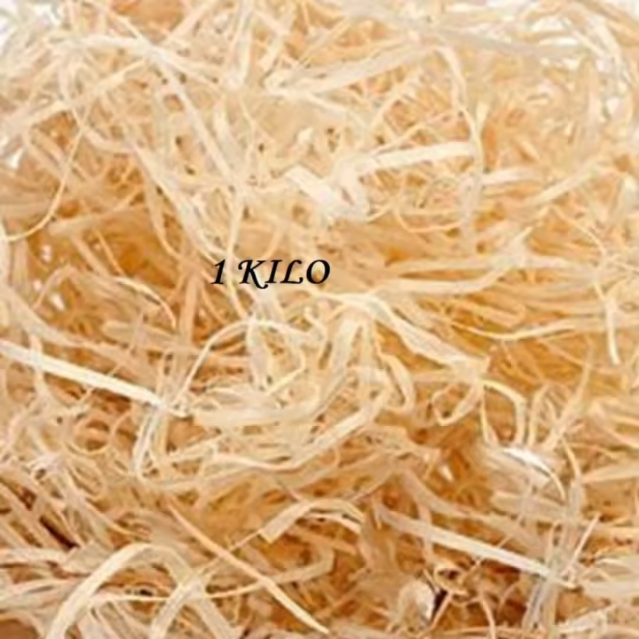 Deliex delicias de Extremadura. Viruta de madera ideal para rellenar cestas y paquetes de regalos, 1 kg material de embalaje respetuoso con el medio ambiente de relleno para lotes. - 1