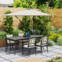 Outsunny Parasol Voladizo Ø 260 cm Parasol con Protección UV 50 + Parasol con Cabeña Impermeable con Soporte, Cubierta, Cabeña, Resistente al Viento, Parasol de Mercado Parasol Balcón Terraza Parasol Jardín Inclinable Kaki - details 4