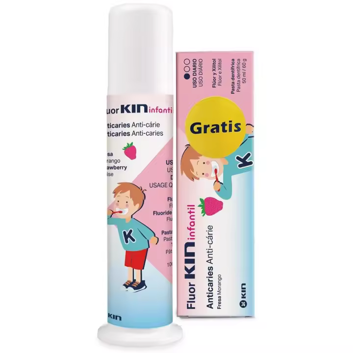 Fluor Kin Infantil Pasta Dentifrica Dosificadora 100Ml + Pasta Dentifrica 50Ml - 1