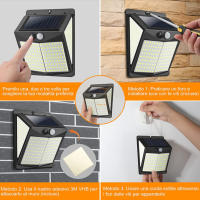 Lámpara Solar Exterior Con Sensor De Movimiento 238 LED Luz De Pared Segura Con 3 Modos De Iluminación Luz De Inundación Solar - details 5