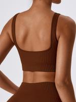 Sudadera De Yoga Fitness Sin Costuras Tejida Con Sujetador Y Ropa Interior Para Deportes Material De Nylon Y Elástico Secado Rápido Para Mujer - details 0