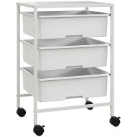 HOMCOM Carrito Auxiliar con Ruedas Carrito de Cocina de 3 Niveles con 3 Cestas para Almacenamiento y Marco de Acero para Comedor Sala Baño 40,8x33,5x60,5 cm Blanco - details 0