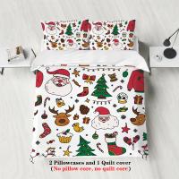 Juego De Cama Navideño 3 Piezas Con Estampado De Santa Claus (1 Funda De Edredón + 2 Fundas De Almohada) Set De Ropa De Cama Suave Y Cómoda - details 2