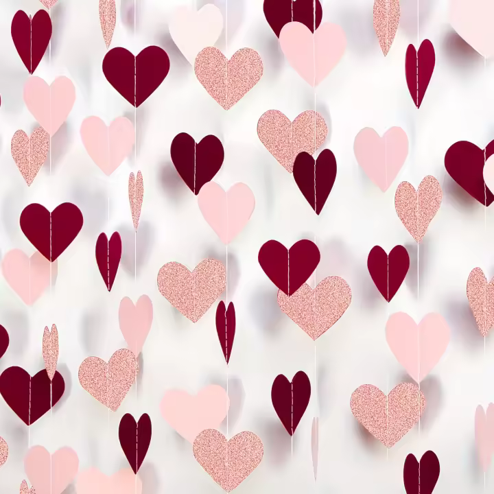 1pc Guirnalda De Corazones De Papel Rosa Oro Marrón Para Decoración De Fiestas Y Enlaces Valentin's Engagement Mothers - 1