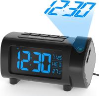 Reloj De Alarma Digital Con Función De Radio Y Modo Snooze Carga USB Reloj De Mesa Para Dormitorio Estilo Moderno Geométrico Proyección 180° - details 9
