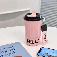 Termo Cafe, Thermal Vase 400ml,Taza de Café, Vestido de Acero Inoxide + Pico Doble Para Beber,Prueba de Fugas, Para Regalos de CumpleañOs y Navidad(Rosa) - details 3