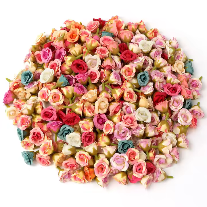 10/40Pcs Rosas Artificiales 2CM Decoración Para Hogar Jardín Boda DIY Scrapbook Guirnalda Regalo Accesorio Flores Silken - 1