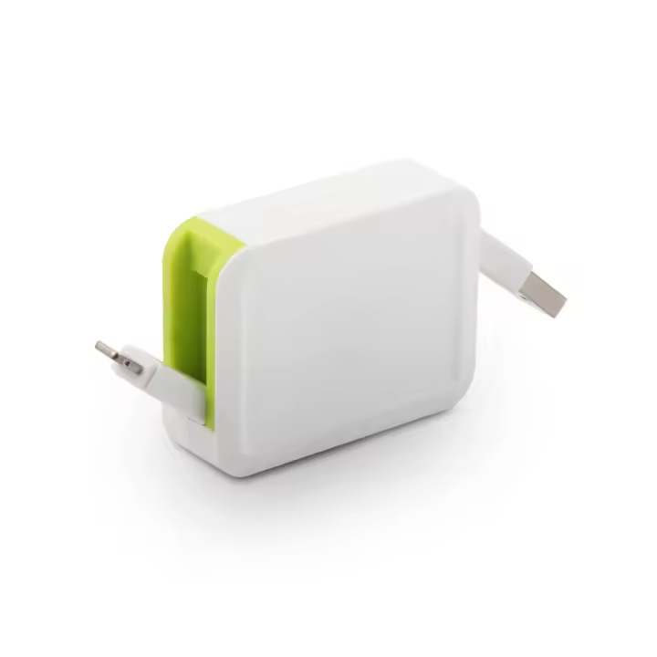 muvit cable USB-Lightning MFI 2.4A retráctil hasta 0.8m blanco/verde - 1