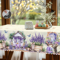 Mantel Redondo De Lino De Lavanda Con Estampado De Gato Lindo 5 Tamaños Disponibles Decoración Elegante Para Mesa Del Jardín Y Cocina Para Uso Diario En Casa Y Terraza Decoración De Primavera Y Verano - details 3