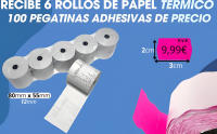6 Rollo Papel Termico 80x55 - Rollo Impresora Termica 80 x 55 x 12mm mas 100 Etiquetas de Precio – Papel Ticket 80mm Papel Impresora Termica - Rollos Termicos 80x55 - Papel Maquina Registradora y TPV - details 2