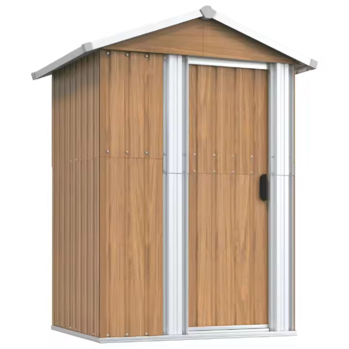 Cobertizo de jardín acero galvanizado marrón 126x97,5x177 cm Decoración de muebles de jardín al aire libre - 1