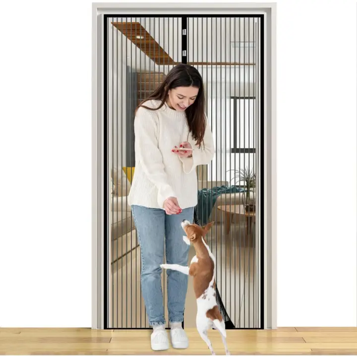 Mosquitera magnética para puerta, 95 x 210 cm, la cortina magnética es ideal para la puerta del balcón, sótano o terraza, montaje fácil con adhesivo sin taladrar, no se puede acortar (85 x 210) - 1