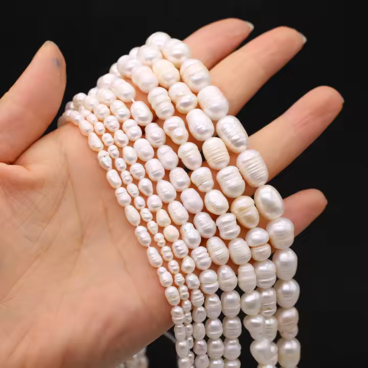 Perlas De Agua Dulce Naturales Blancas En Forma De Arroz Para Joyería DIY Collar Y Pulsera Para Mujeres Beads De Nivel a - 1