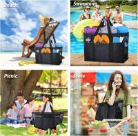Bolsa de Playa extragrande con Cremallera, Malla, Gran capacidad, múltiples bolsos, color Negro - details 0