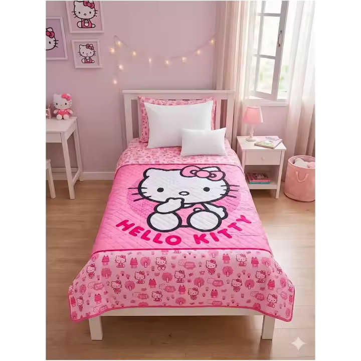 Colcha Verano Hello Kitty 150x250 cm | Edredón Ligero Cama 90/105 Niña - 1