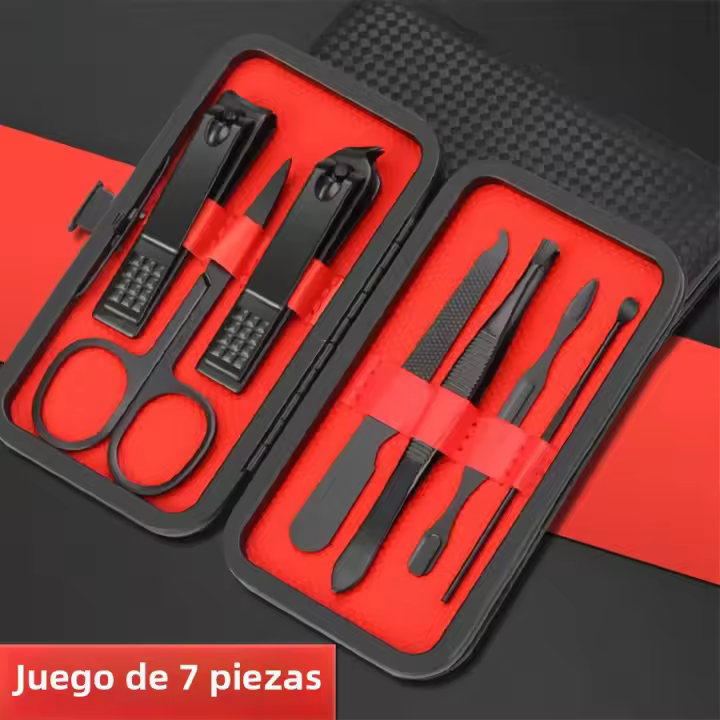 Set Profesional De Manicura Y Pedicura 7/12/18/20/24 Piezas Kit De Acrílicos Incluye Cortauñas Y Cortauñas Para Dedos Con Estuche Portátil De Cuero - 1