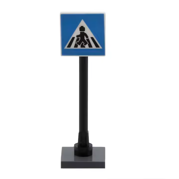 PLAYZOCO Señal trafico Paso De Cebra Juguetes construcción, señal trafico Juguete, Accesorio de señalización para Juguetes de construcción, Mini señal Paso De Cebra, 5 cm Altura, Compatible con Lego - 1