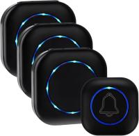 Timbre inalámbrico para exterior, Alimentación por Pilas, 1 transmisor Y 1 receptor, 4 niveles de Volumen, éxito 200m, 38 melodías ajustables, color Negro, indicador LED. - details 0