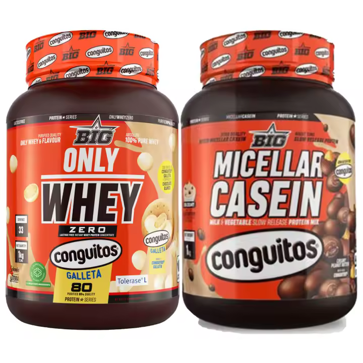 Pack  Conguitos Galleta White - Proteína de suero sin lactosa 1 kg Y Conguitos Dark - Caseína micelar 1 kg - 1