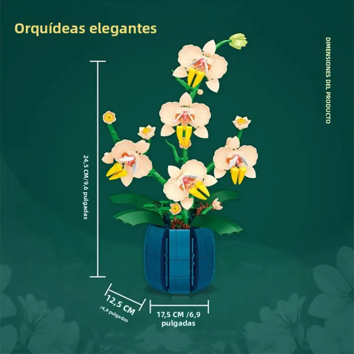 Juego De Construcción De Bloques De Orquídea En Maceta Juguete Educativo De Puzle Creativo Para Decoración De Escritorio Regalo Único Para Niños - 1