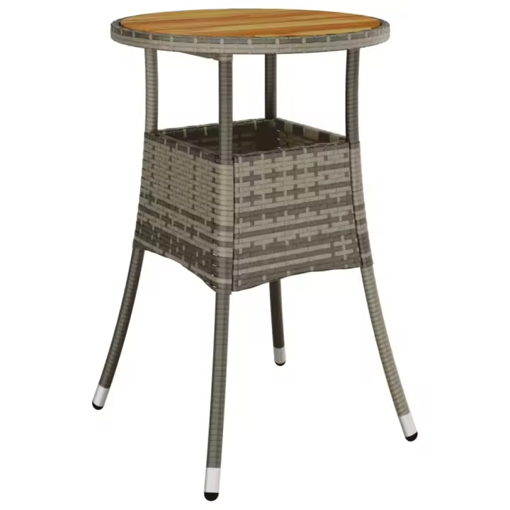 Mesa de Jardín Madera Acacia y fintético gris Ø 60x75cm - 1