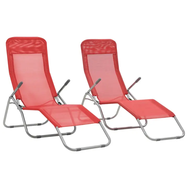 vidaXL Tumbonas plegables 2 unidades textilene rojo - 1