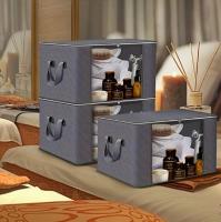 3-Pack Large Capacity Foldable Fabric Storage Bins - Ideal for Bedding, Clothes, Pillows, Quilts - Perfect for Home, Bedroom, Dorm, Spa Wardrobes - Grey Woven Material, No Electricity Needed - details 8