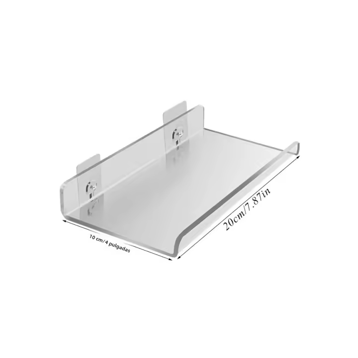 Estante Flotante De Acrílico Transparente Adhesivo Para Decoración De Pared Almacenamiento Librería De Baño Dispensador De Jabón Soporte - 1
