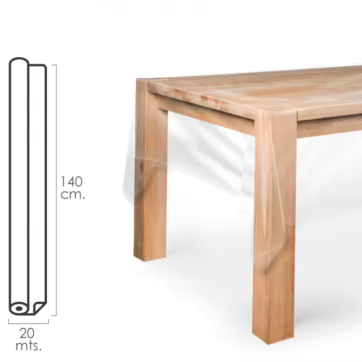 SANCO STORE - ORYX Mantel Hule Rectangular Transparente. Impermeable Antimanchas PVC 140 cm. x 20 metros. Rollo Recortable. Interior y Exterior - 1