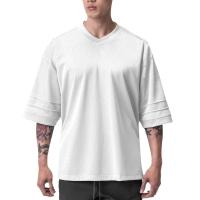 Camiseta Hombre Verano De Hombros Caídos V-cuello Oversize Fitness Media Manga Mesh Suéter Deportivo Suelto Para Baloncesto Y Gimnasio - details 8