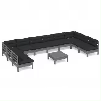 VIDAXL sofás modulares con una mesa para jardín fabricados en madera de pino gris vida xl - 1