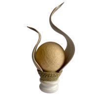 Lampara mesa artesanal madera hojo de coco Karima caoba blanca 42 X 17 cms, conecta+y+compra - details 5