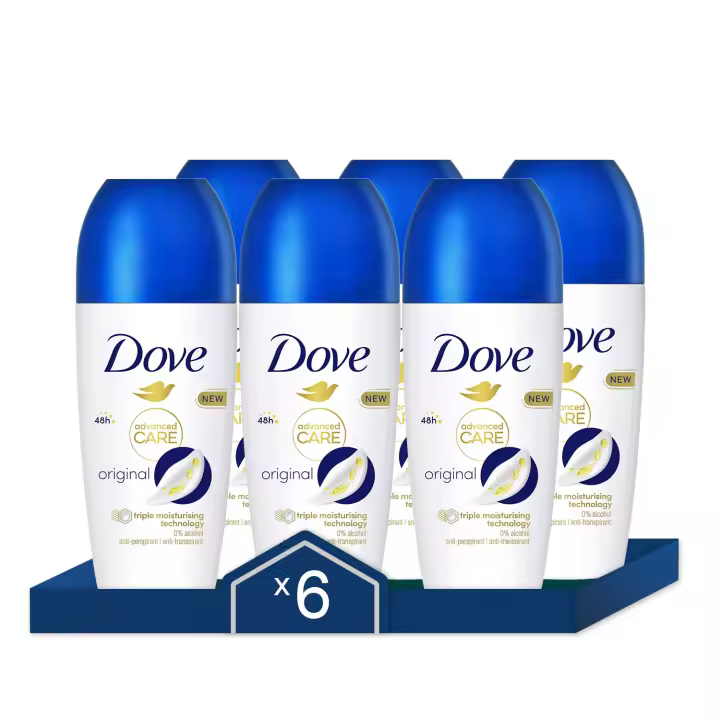 Dove Desodorante Roll On Original Advanced Care Antitranspirante 50ml - Pack de 6 - 1