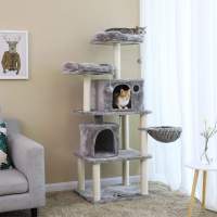 Árbol para gatos con postes recubiertos de sisal, rascador con varias plataformas y centro de actividades para gatos, color a elegir - details 11