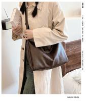 Bolso De Hombro Para Mujer De Cuero PU Vintage Estilo Maillard Casual Gran Capacidad Textura Moda Cruzado Bolso De Compa\u00f1ero - details 0