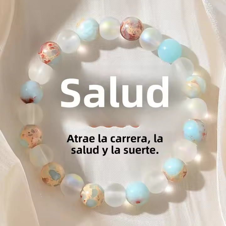 Pulsera Unisex De Cuarzo Aura Y Sedimento De Oceano Joyería Cristal Homeopática Para Traer Abundancia yProsperidad - 1