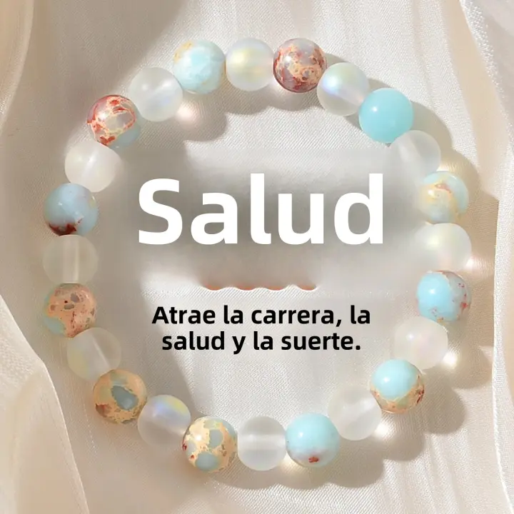 Pulsera Unisex De Cuarzo Aura Y Sedimento De Oceano Joyería Cristal Homeopática Para Traer Abundancia yProsperidad - 1