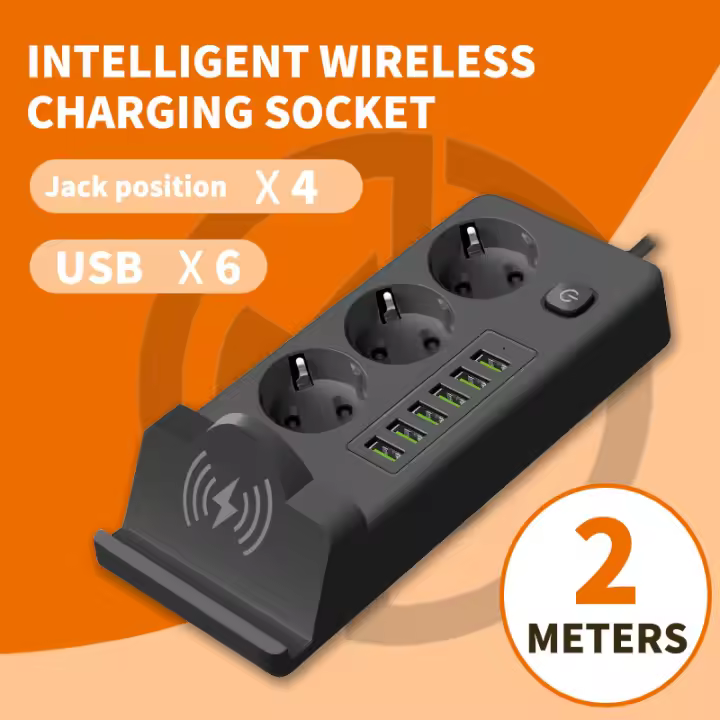Adaptador de corriente de la UE with Puerto USB y Fuente de Alimentación independientes, cable de extensión de 2 m y función de carga - 1