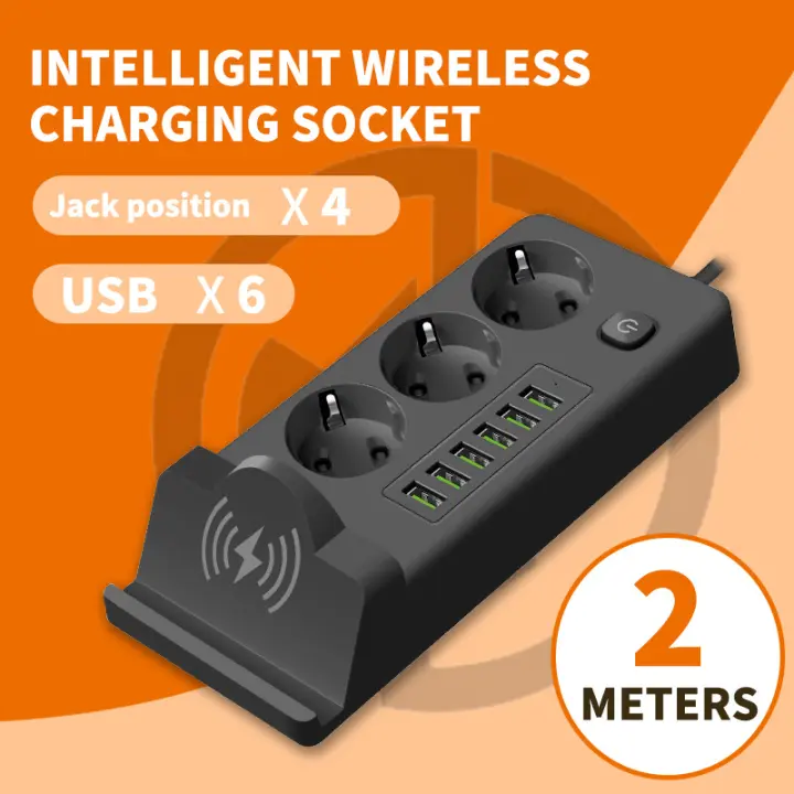 Adaptador de corriente de la UE with Puerto USB y Fuente de Alimentación independientes, cable de extensión de 2 m y función de carga - 1