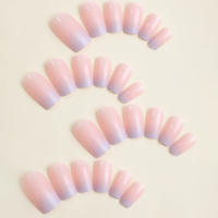 24pcs/set Uñas Postizas Cortas En Gradient Nude Rosa Jalea Brillante Estilo Cuadrado Ballet Frances Reutilizables Press on Falsas Uñas - details 41